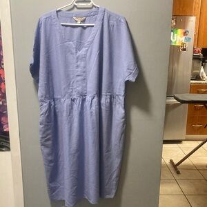 knee length dresses for ladies BRIGGS Linen Blend Babydoll Dress w/ Pockets main image 0